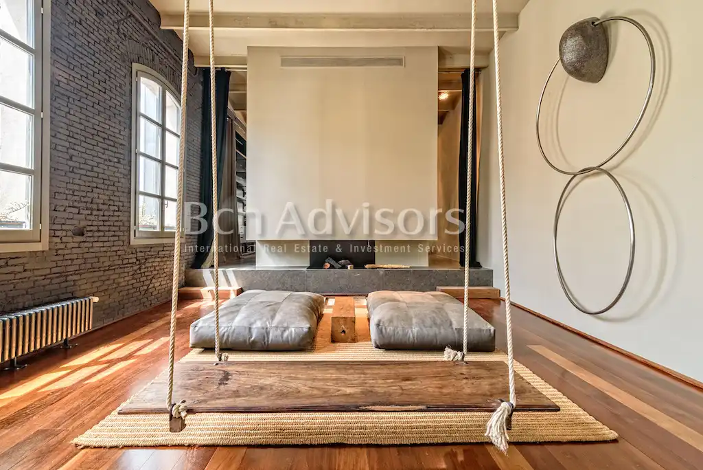 Sala de estar de Ático de alquiler en Barcelona con Aire acondicionado, Calefacción y Terraza