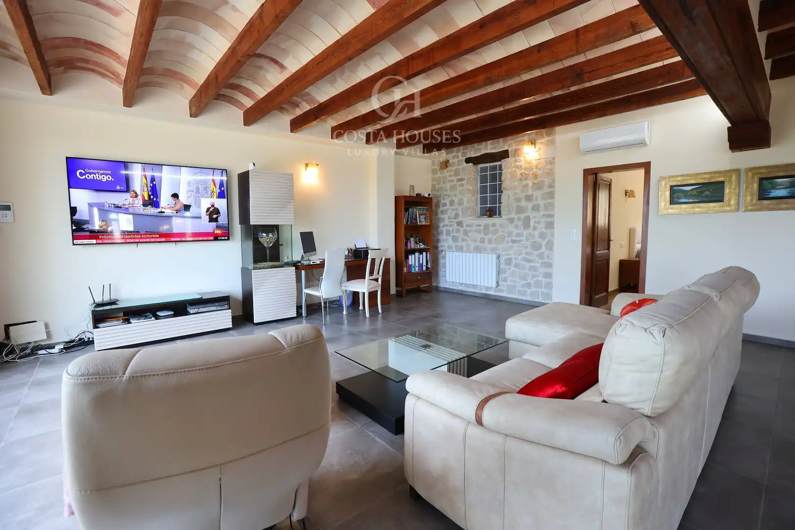 Sala d'estar de Casa o xalet en venda en Benissa amb Aire condicionat, Jardí privat i Terrassa