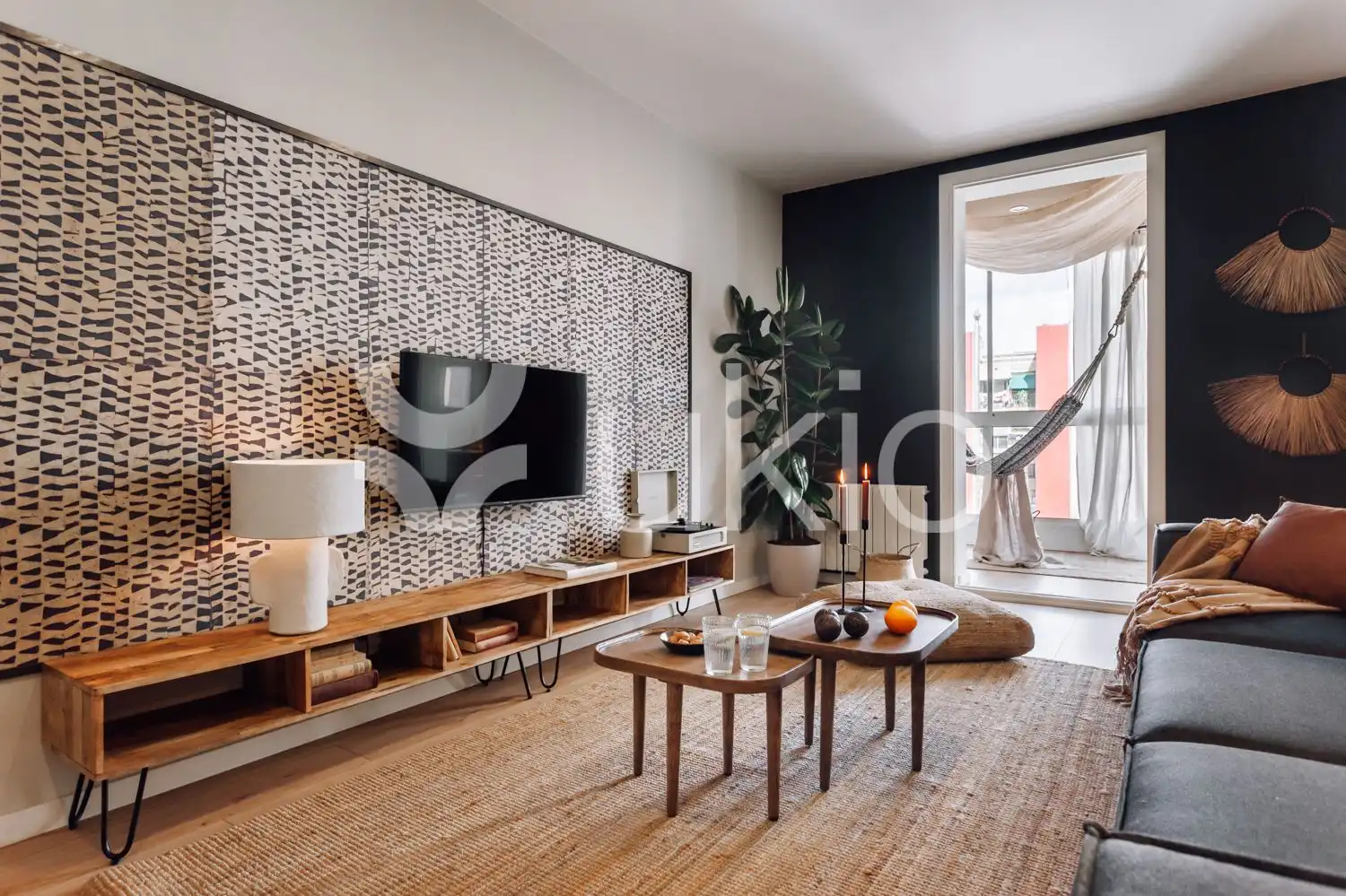 Sala de estar de Apartamento de alquiler en Barcelona con Aire acondicionado, Calefacción y Amueblado