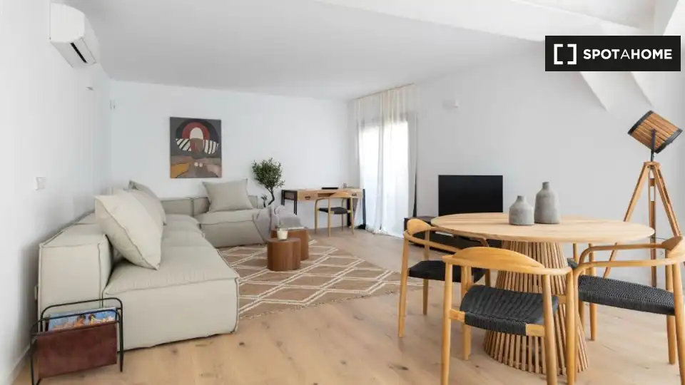 Sala d'estar de Pis de lloguer en  Barcelona Capital amb Aire condicionat, Calefacció i Moblat