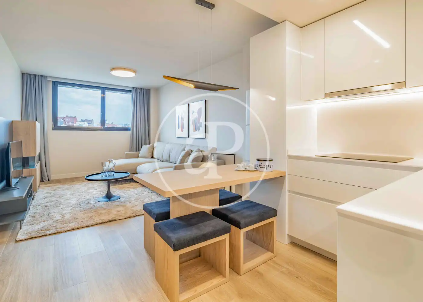 Living room of Flat for rent in Madrid  with Air Conditioner, Heating and Furnished