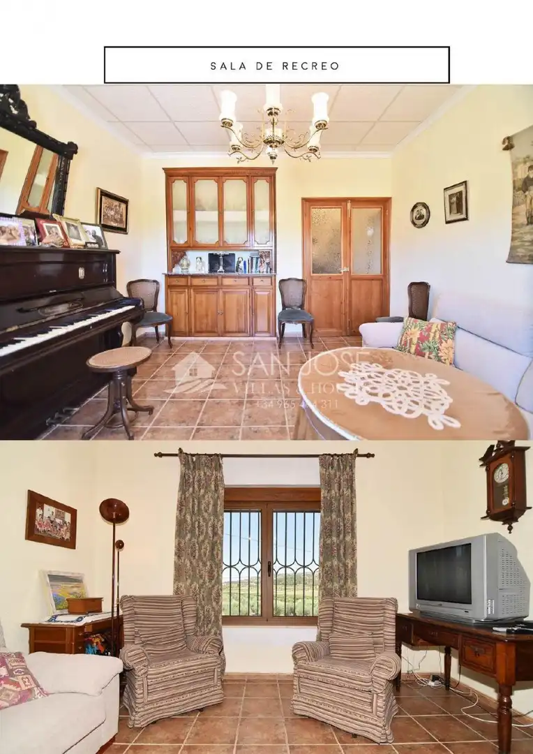Sala de estar de Finca rústica en venta en El Pinós / Pinoso con Jardín privado, Piscina y Amueblado