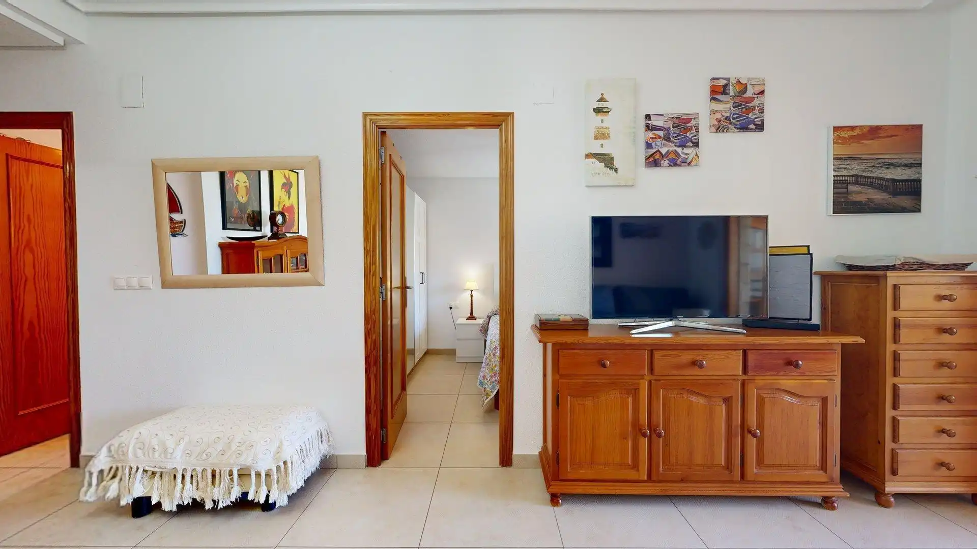 Sala d'estar de Apartament de lloguer en Elche / Elx amb Calefacció, Jardí privat i Terrassa