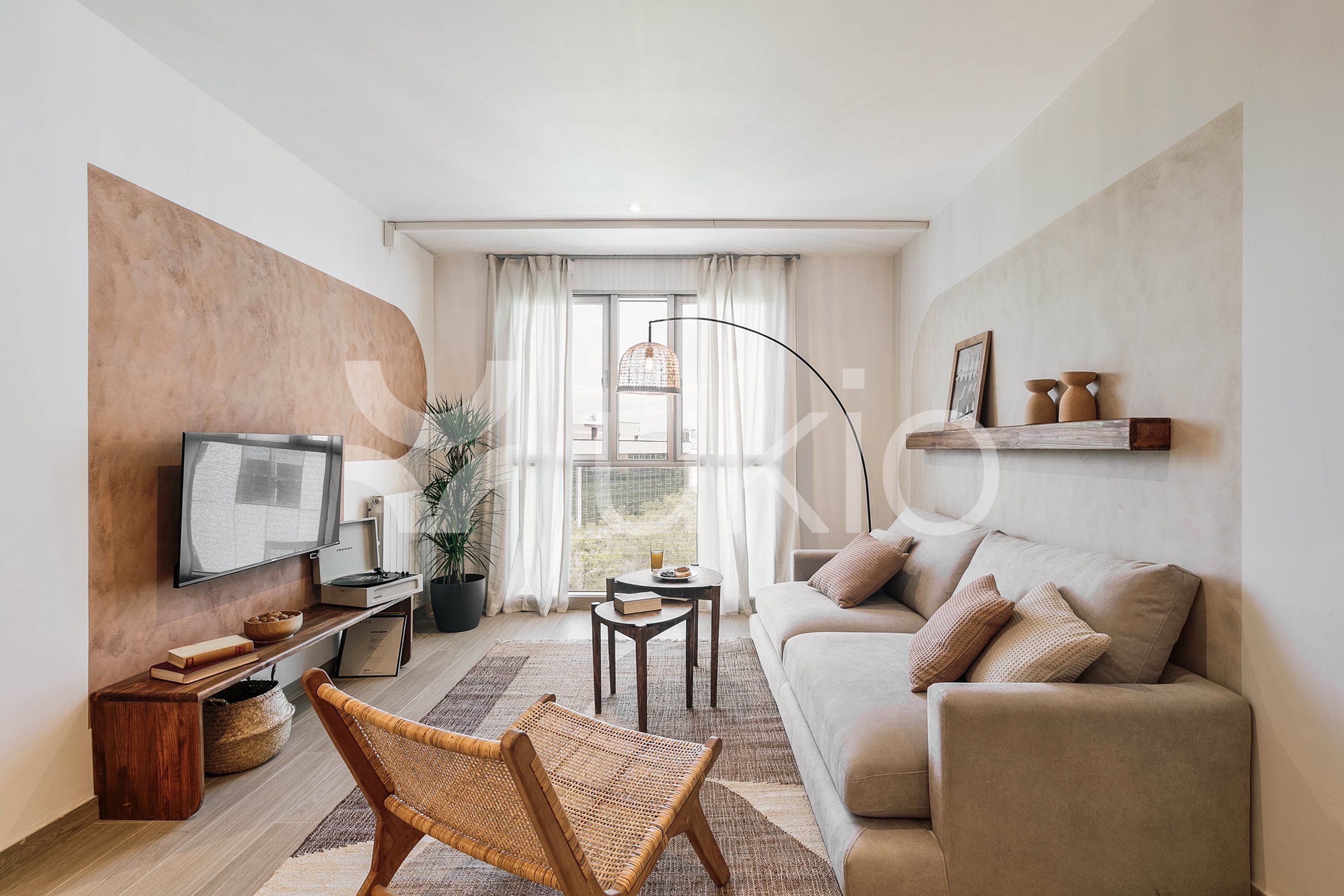 Sala d'estar de Apartament de lloguer en  Barcelona Capital amb Aire condicionat, Calefacció i Moblat