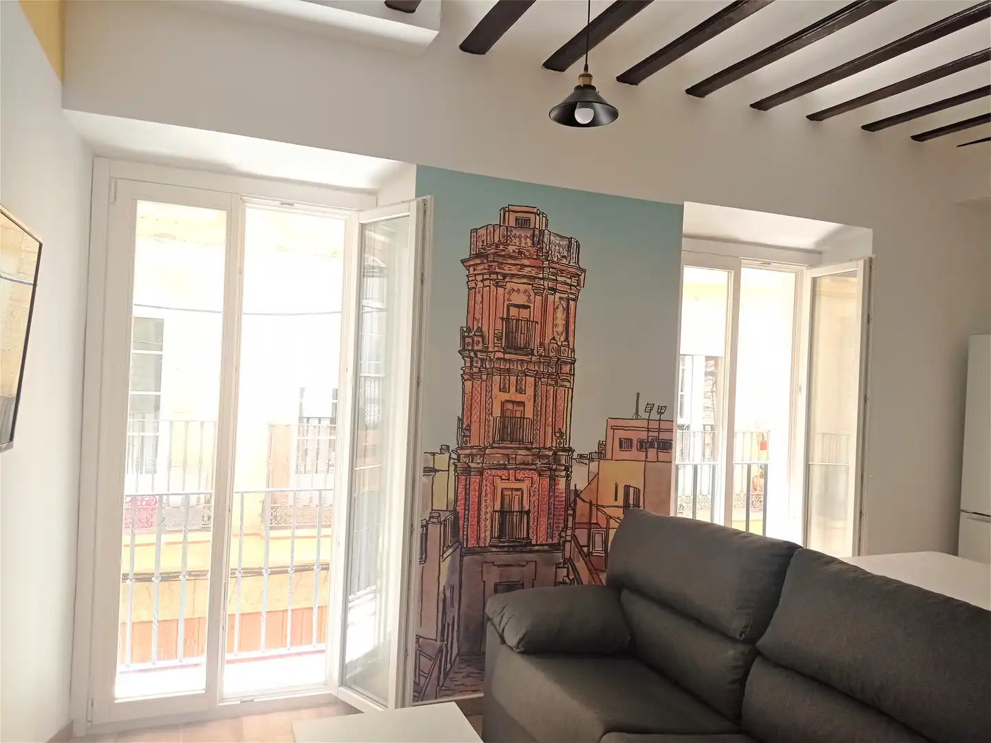 Wohnzimmer von Wohnung zur Miete in Cádiz mit Klimaanlage, Möbliert und Ofen