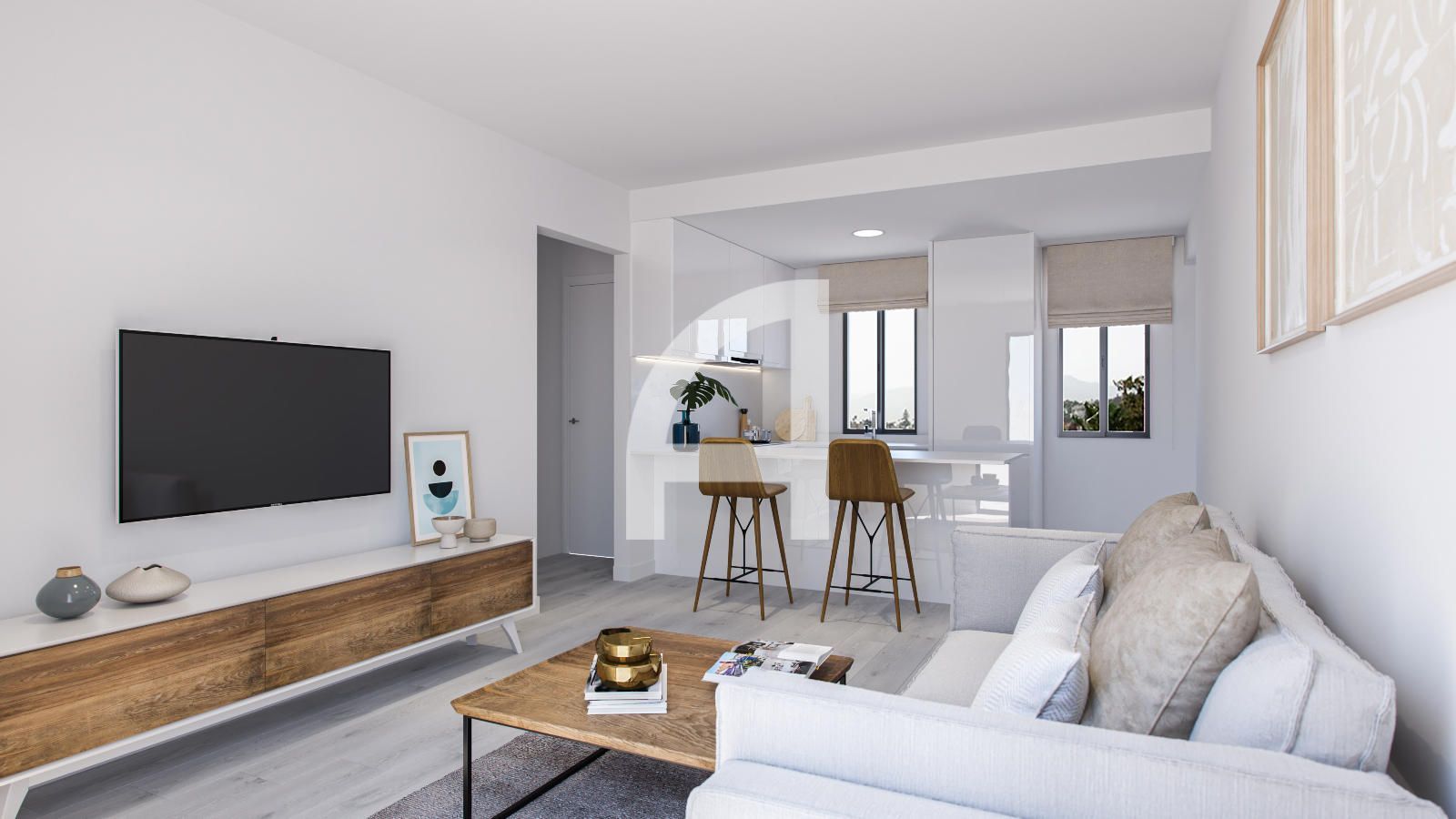 Sala d'estar de Àtic en venda en Mijas amb Aire condicionat, Terrassa i Forn