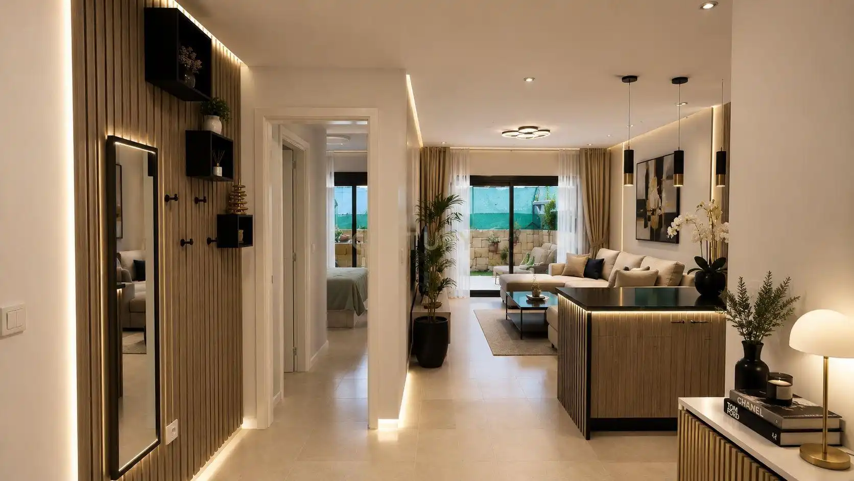 Sala de estar de Apartamento en venta en Mijas con Jardín privado, Trastero y Piscina comunitaria
