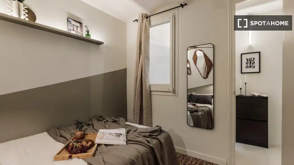 Schlafzimmer von Wohnung zur Miete in Barcelona mit Klimaanlage, Heizung und Möbliert