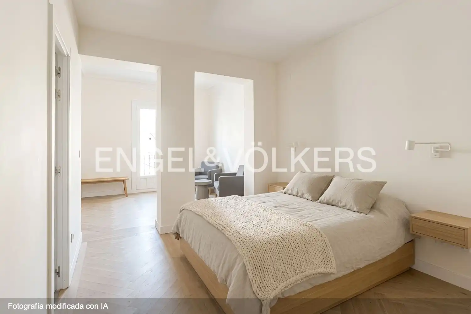 Schlafzimmer von Wohnung zur Miete in Madrid mit Klimaanlage, Heizung und Parkett