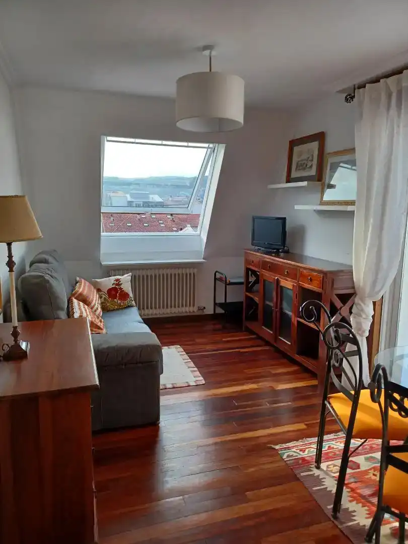 Wohnzimmer von Dachboden zur Miete in Pontevedra Capital  mit Parkett, Abstellraum und Möbliert
