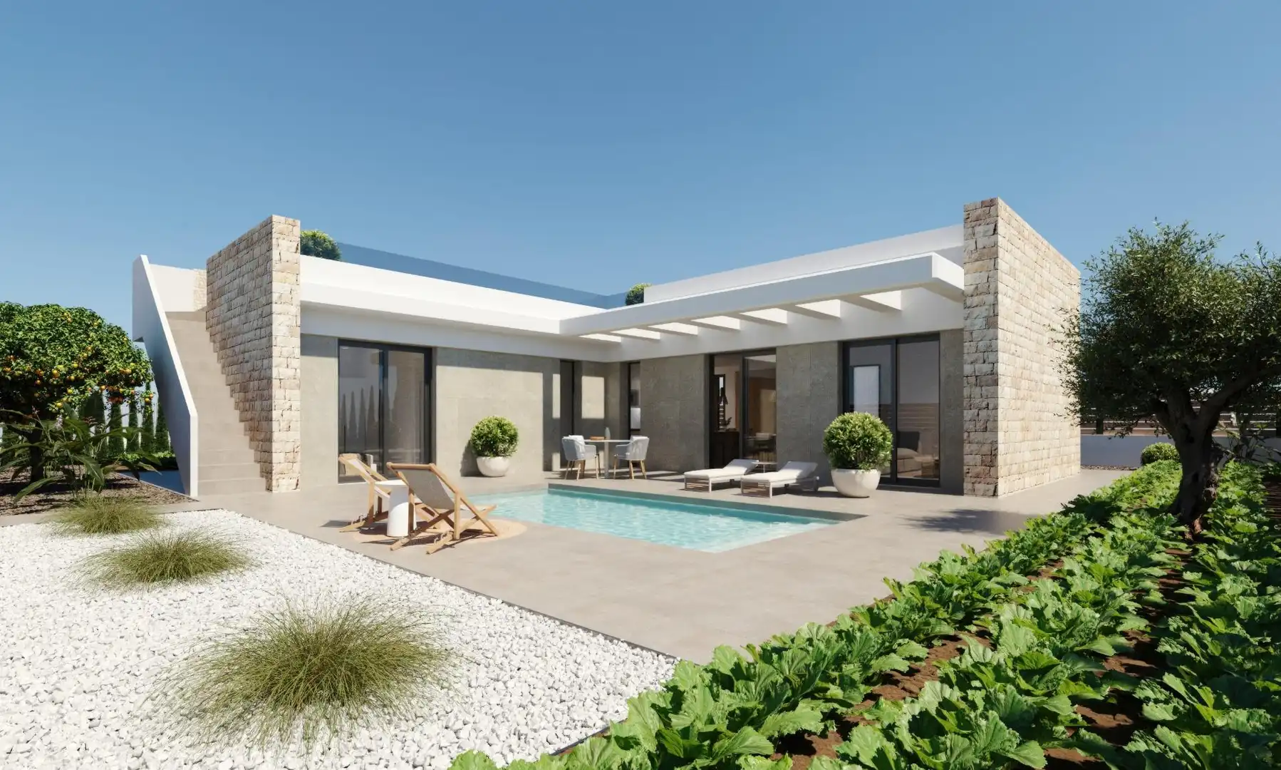 Terrassa de Casa o xalet en venda en Fuente Álamo de Murcia amb Jardí privat, Terrassa i Piscina