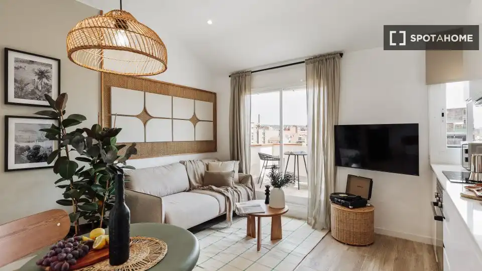 Living room of Flat for rent in Barcelona  with Air Conditioner, Heating and Furnished