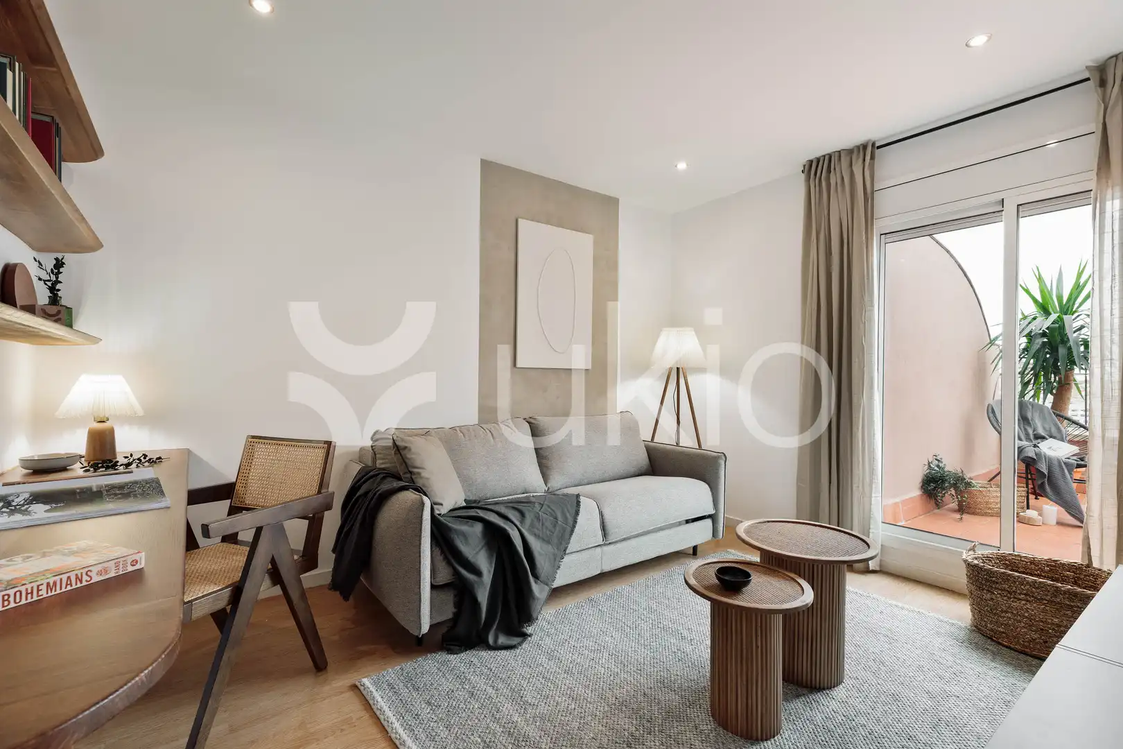 Sala de estar de Apartamento de alquiler en Barcelona con Aire acondicionado, Calefacción y Terraza