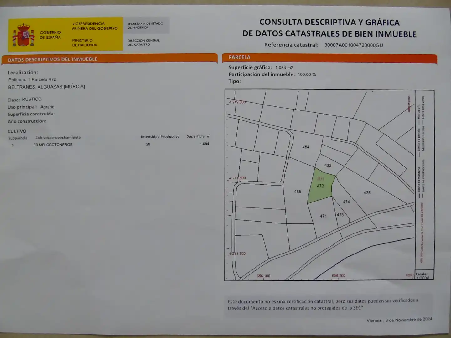 Terreny rústic en venda a Alguazas, imagen 2