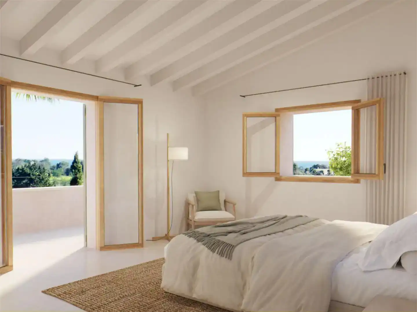 Schlafzimmer von Country house zum Verkauf in Artà mit Klimaanlage, Schwimmbad und Balkon