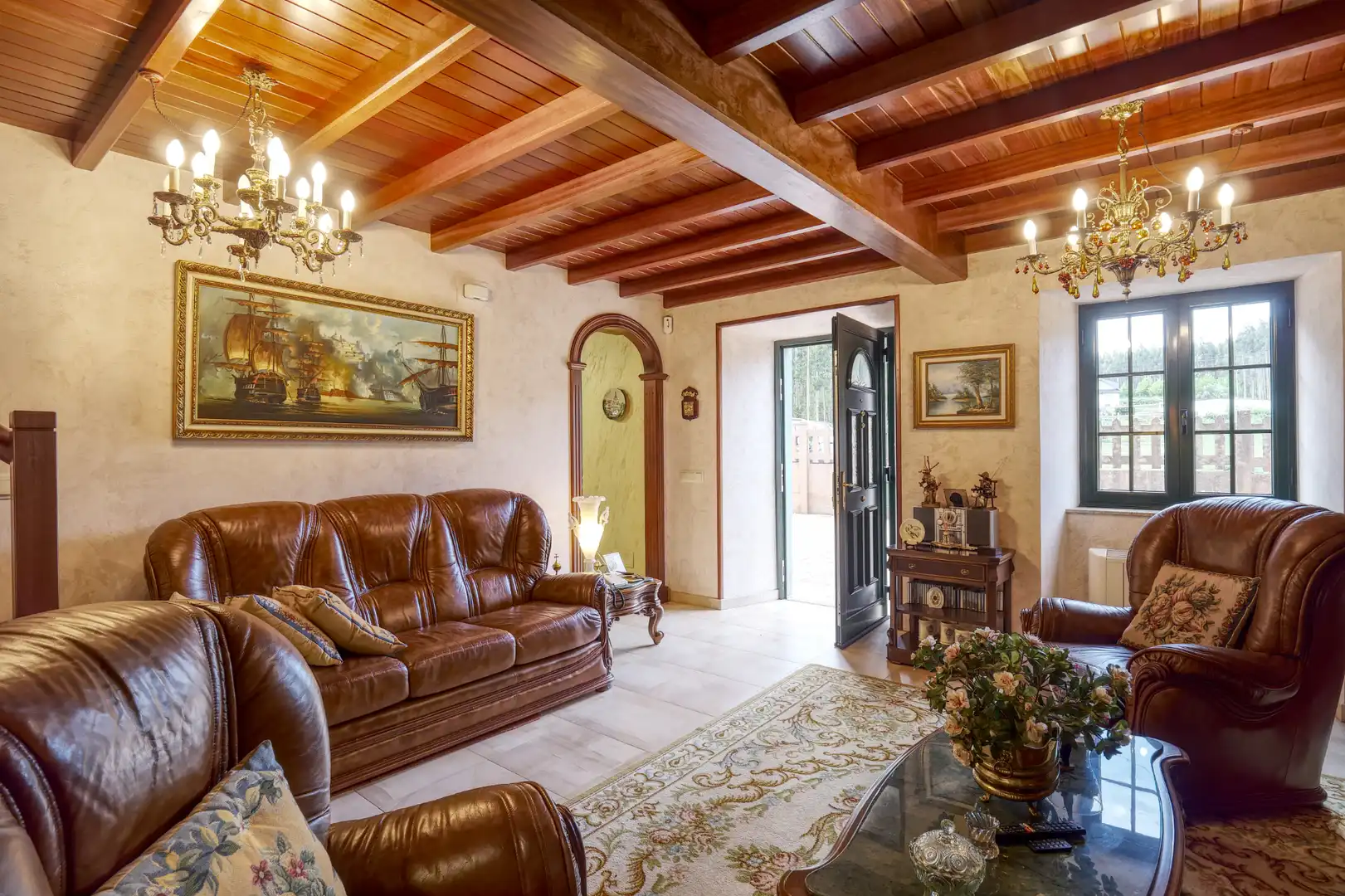 Sala de estar de Finca rústica en venta en Valdoviño con Calefacción, Jardín privado y Parquet