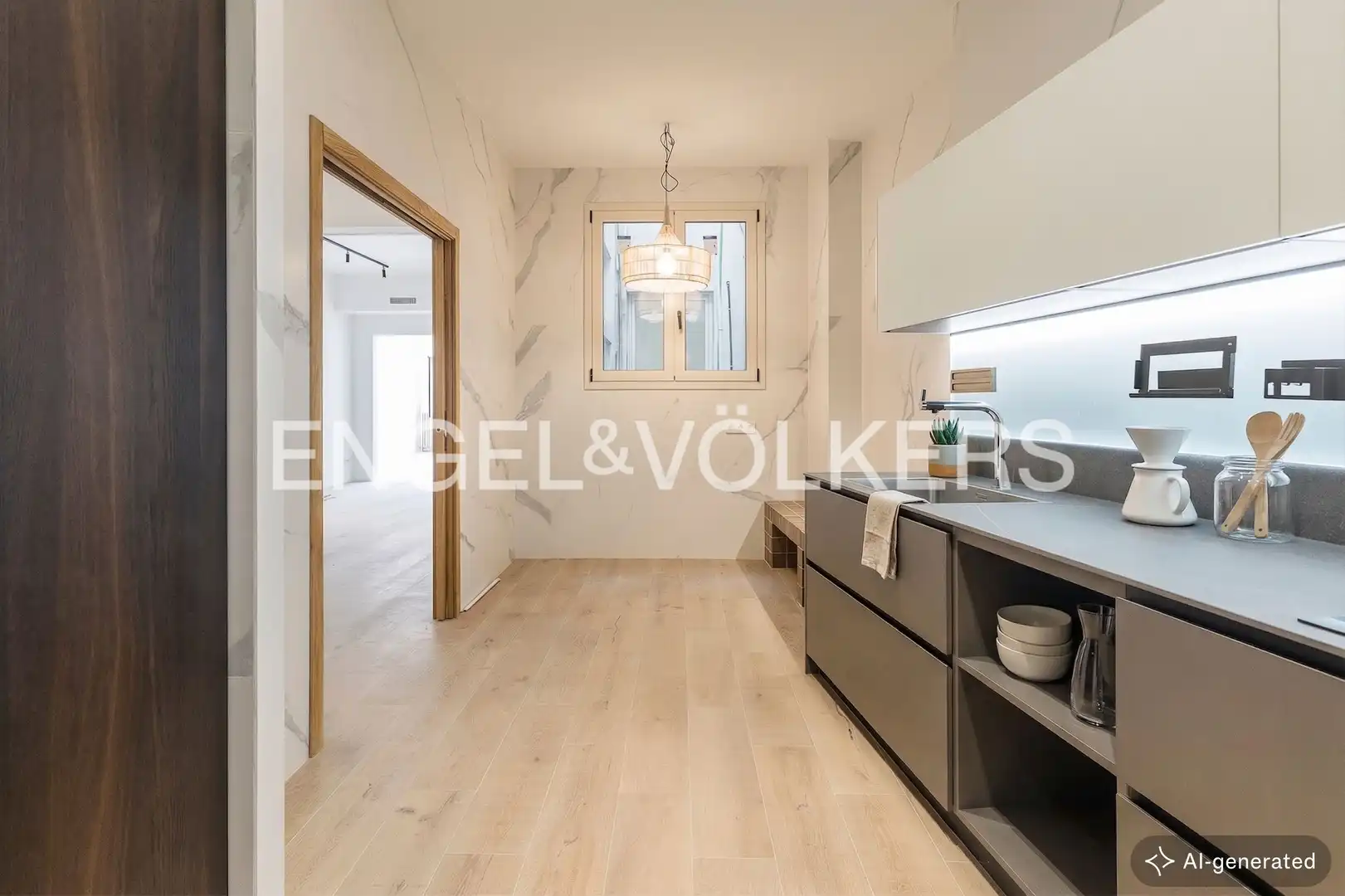 Cocina de Piso de alquiler en Barcelona con Aire acondicionado, Calefacción y Parquet
