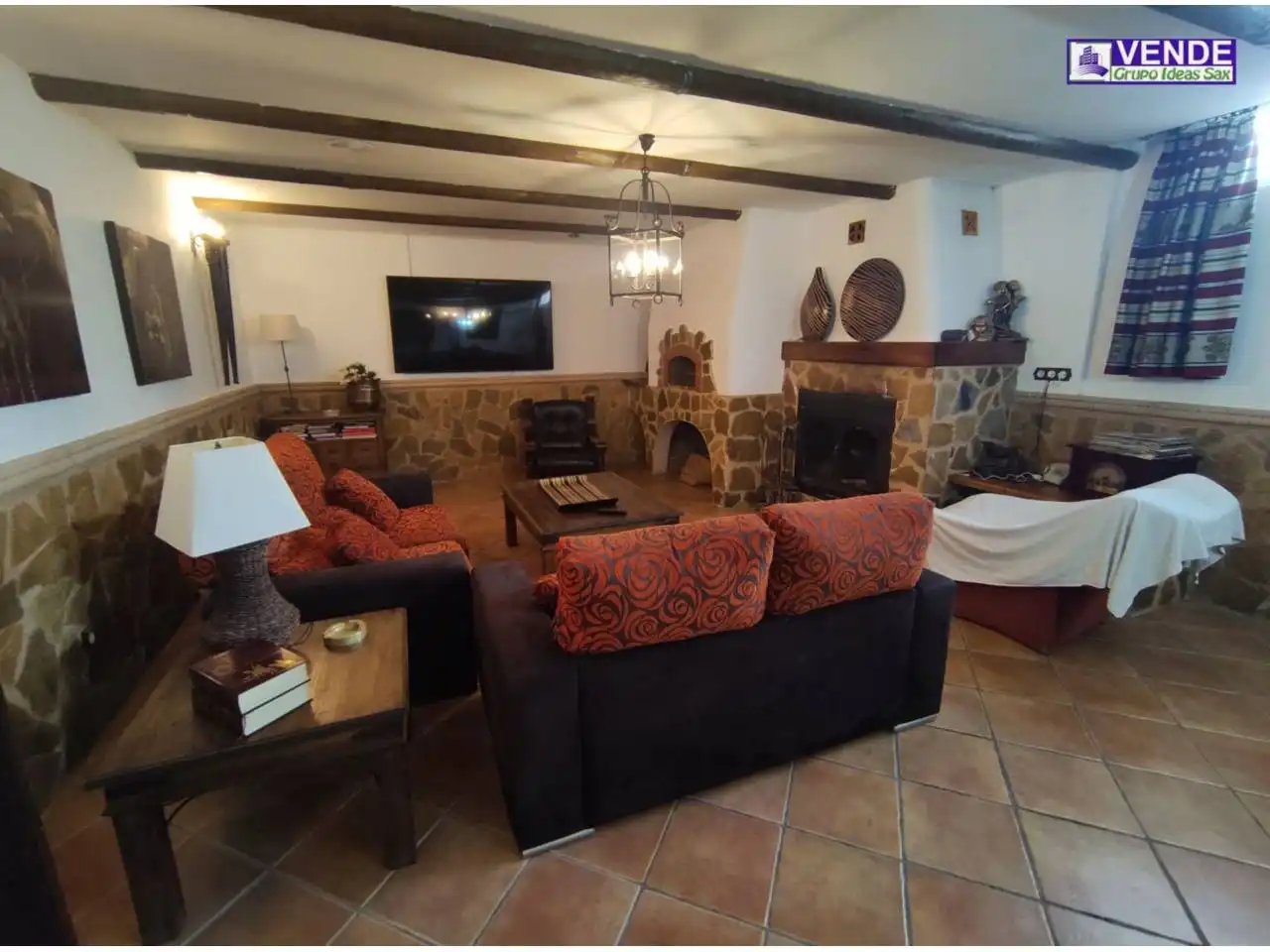 Sala de estar de Finca rústica en venta en Sax con Aire acondicionado, Jardín privado y Terraza