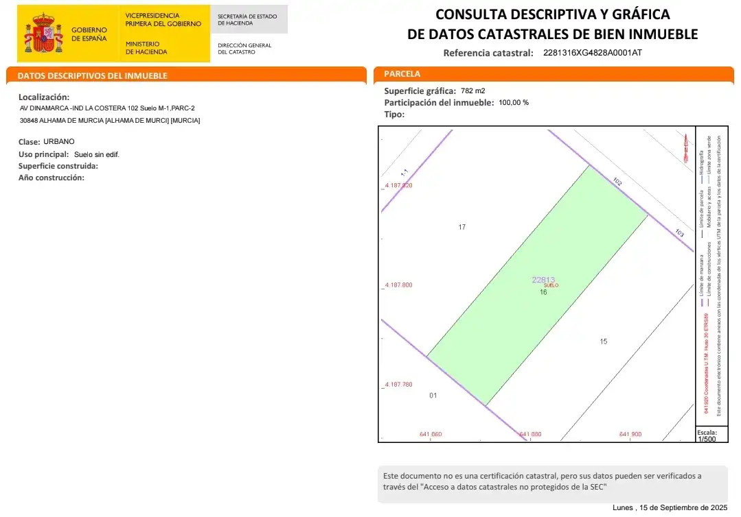 Industrial land for sale in Alhama de Murcia