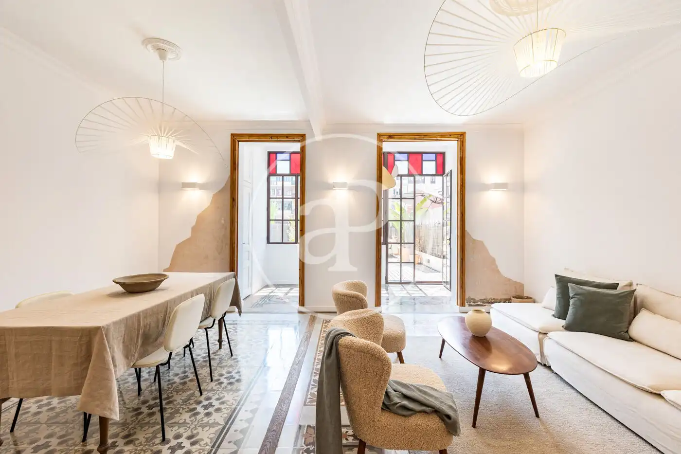 Wohnzimmer von Wohnung zum Verkauf in Barcelona mit Klimaanlage, Heizung und Terrasse
