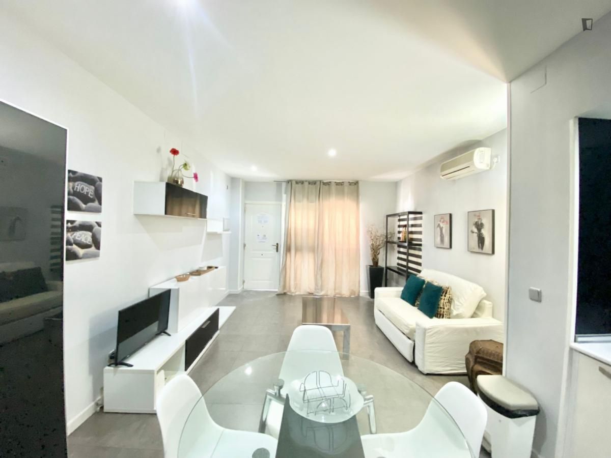 Living room of Apartment to rent in  Madrid Capital  with Air Conditioner, Furnished and Washing machine