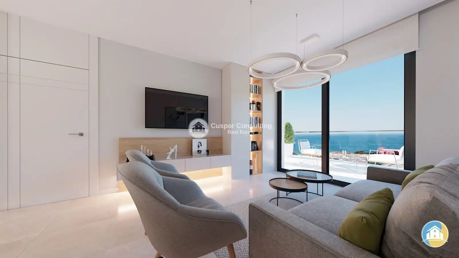 Wohnzimmer von Wohnungen zum Verkauf in Calpe / Calp mit Heizung, Terrasse und Abstellraum