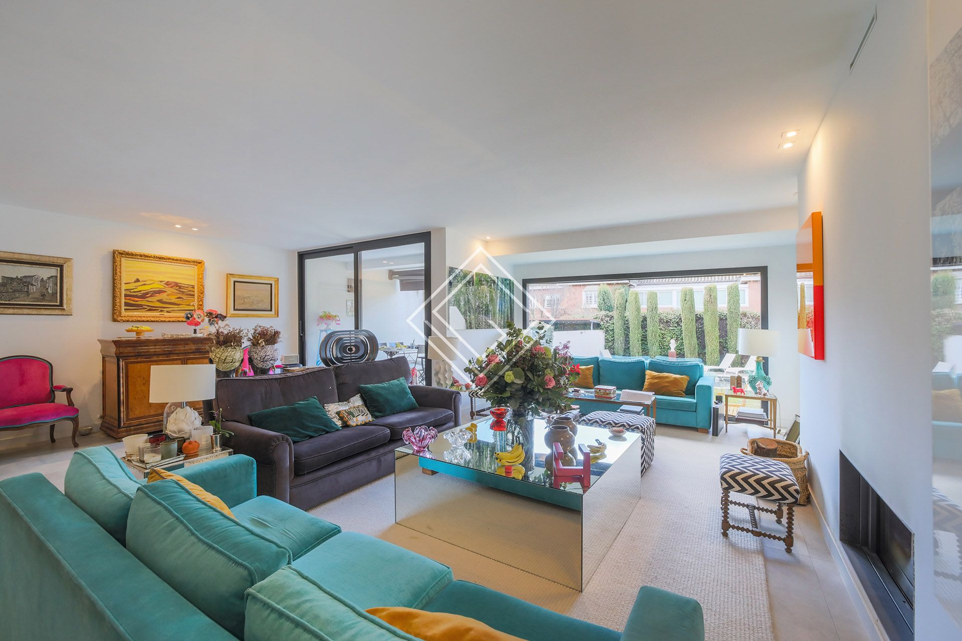 Living room of Single-family semi-detached for sale in  Madrid Capital  with Air Conditioner, Heating and Terrace
