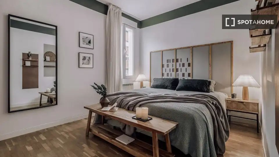 Bedroom of Apartments for share in Madrid  with Air Conditioner, Terrace and Furnished