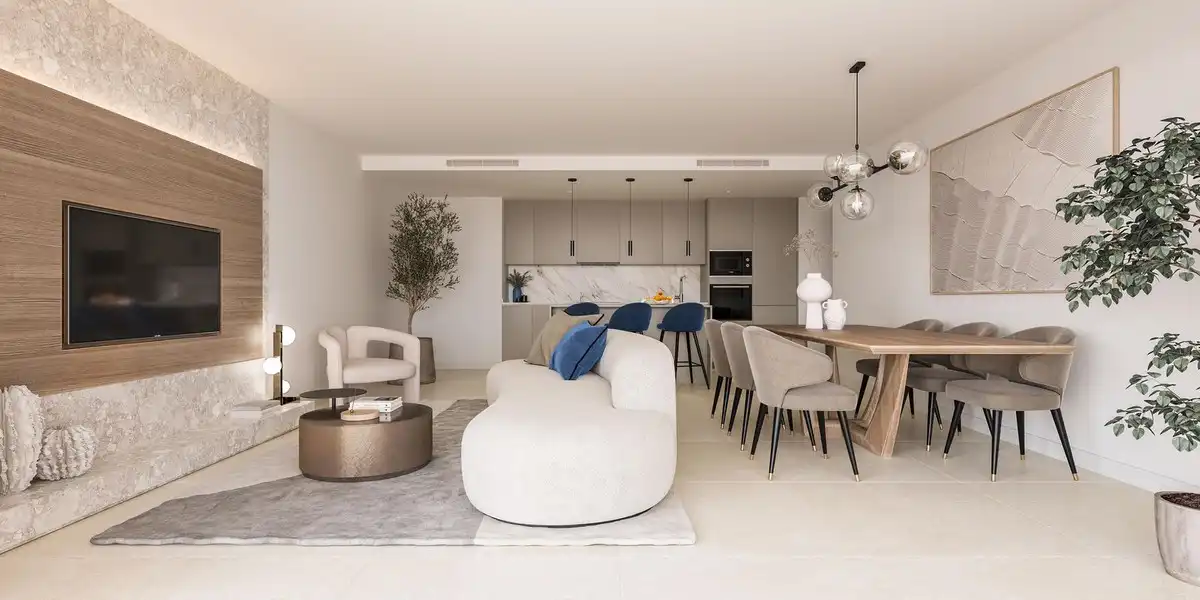 Wohnzimmer von Wohnungen zum Verkauf in Estepona mit Klimaanlage, Terrasse und Abstellraum