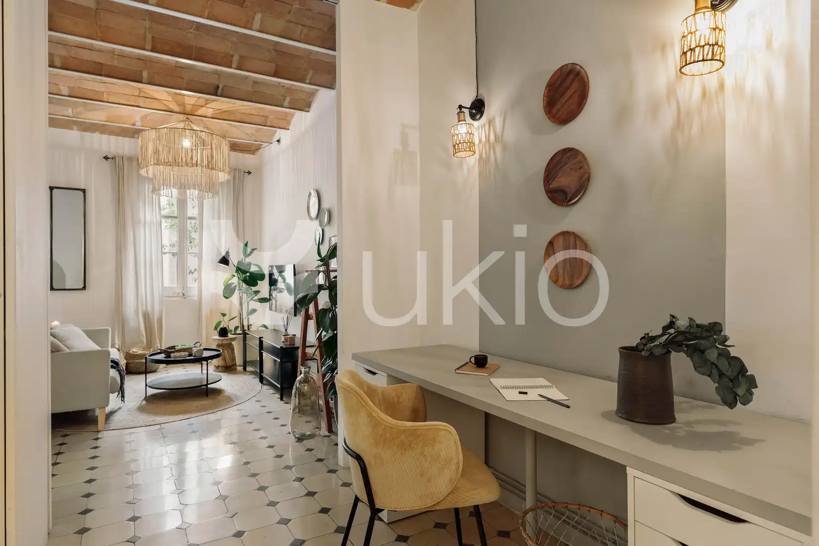 Sala de estar de Apartamento de alquiler en Barcelona con Aire acondicionado, Calefacción y Amueblado