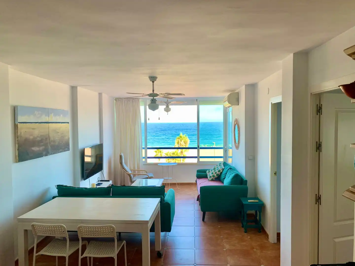 Sala d'estar de Apartament de lloguer en Mojácar amb Aire condicionat, Calefacció i Terrassa