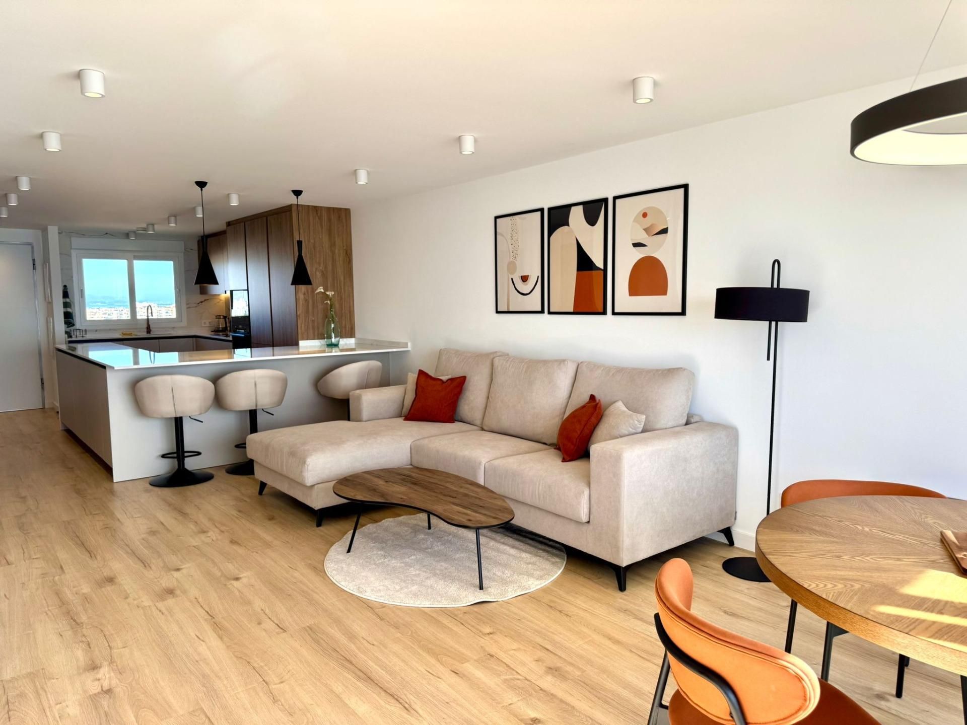 Living room of Flat to rent in Alicante / Alacant  with Air Conditioner, Private garden and Parquet flooring