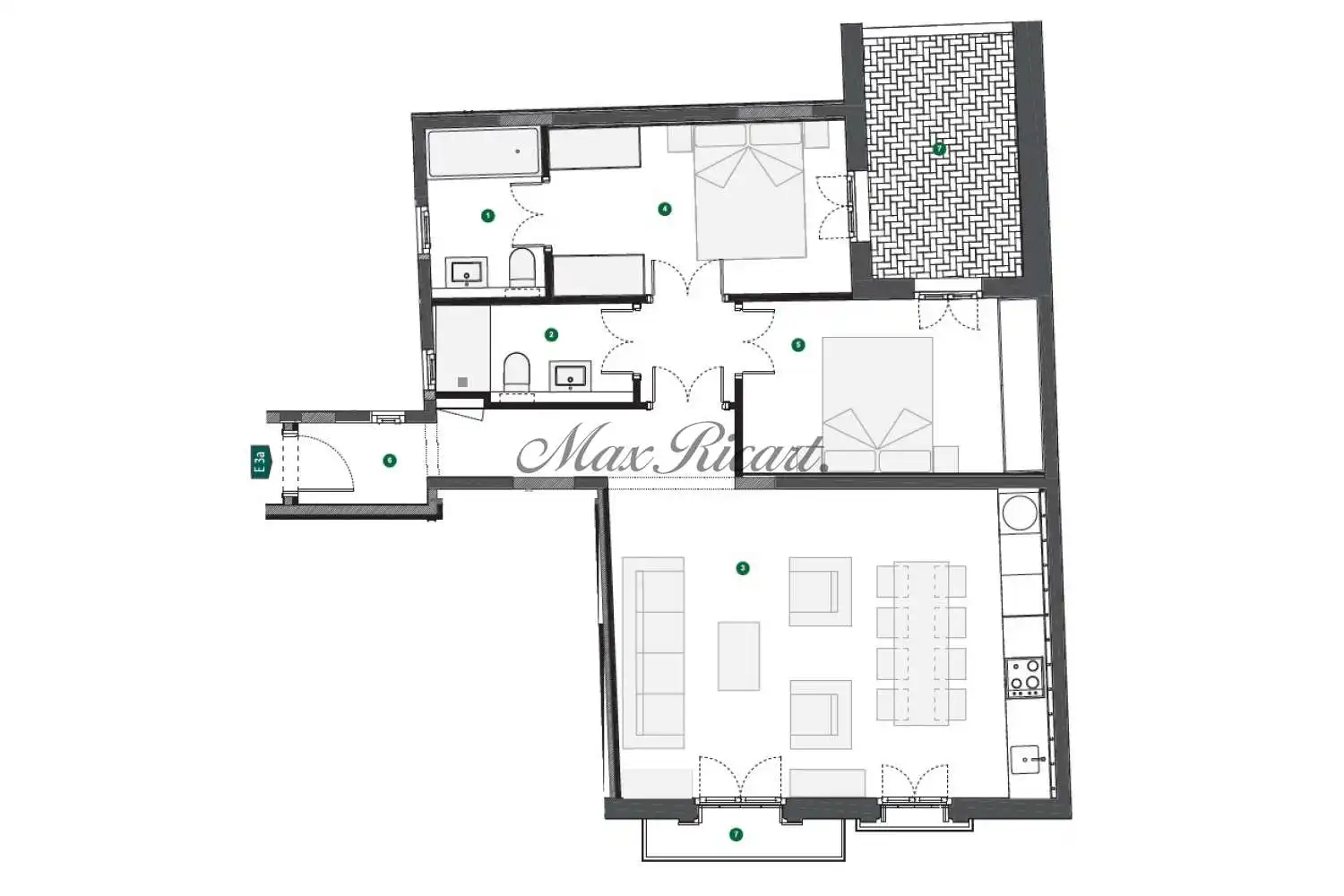 Wohnung zur Miete in Barcelona mit Klimaanlage, Heizung und Terrasse