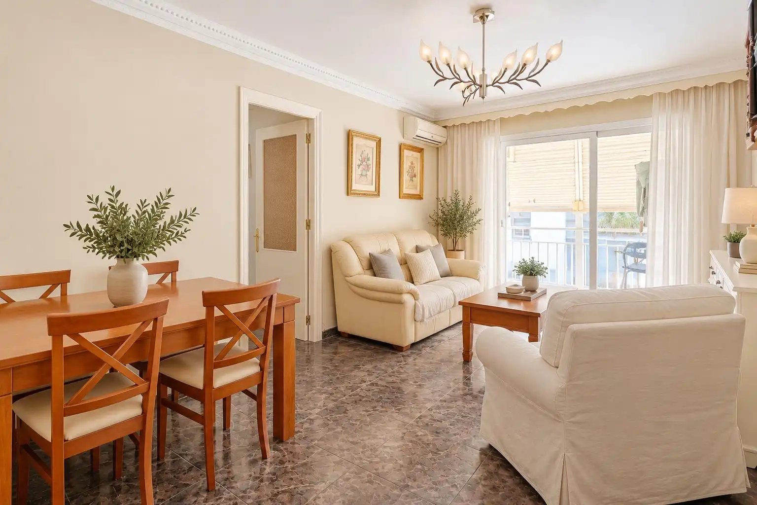 Sala de estar de Apartamento en venta en Estepona con Aire acondicionado, Calefacción y Terraza