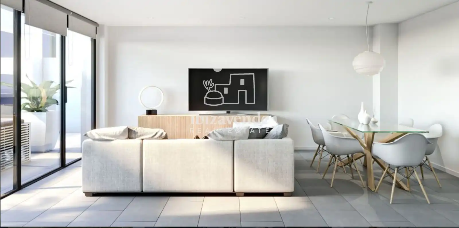 Sala de estar de Ático en venta en Sant Joan de Labritja con Terraza, Trastero y Piscina