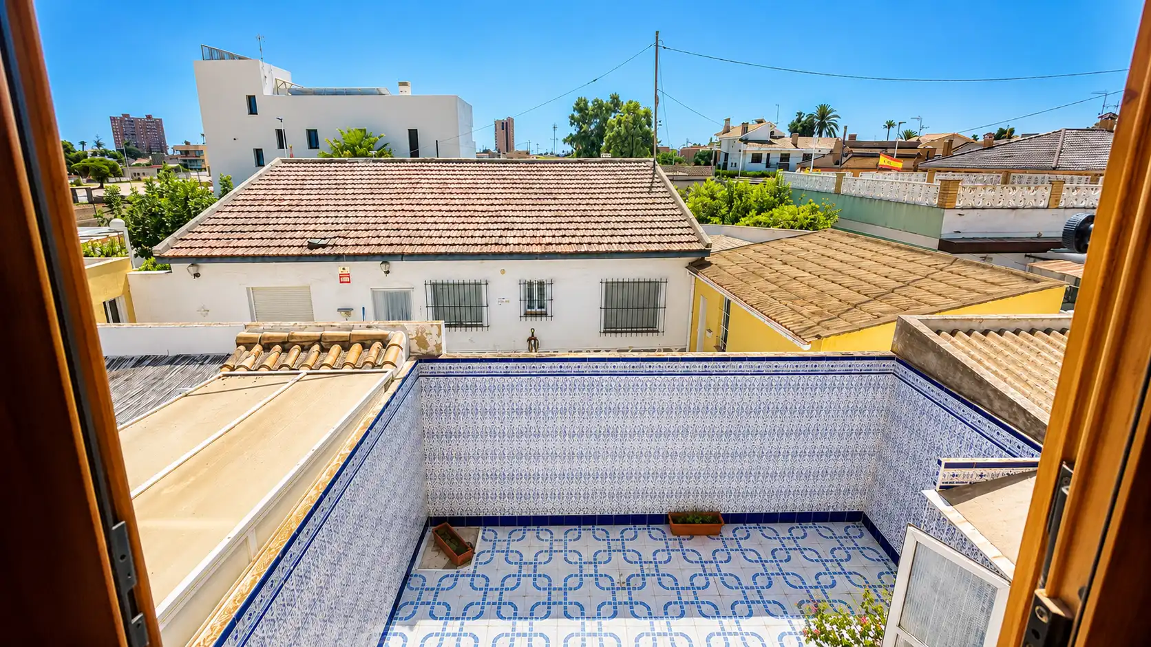 Terrasse von Einfamilien-Reihenhaus zur Miete in San Javier mit Klimaanlage, Privatgarten und Terrasse