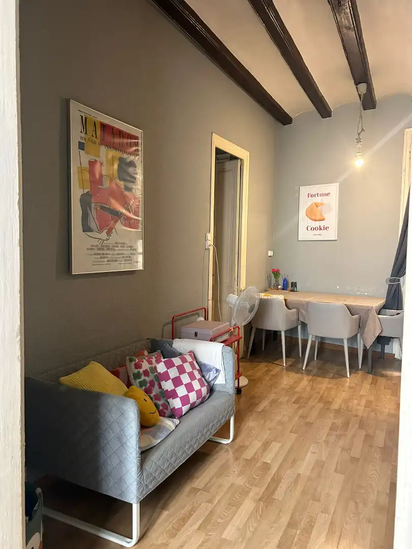 Sala de estar de Piso de alquiler en Barcelona con Parquet, Amueblado y Horno
