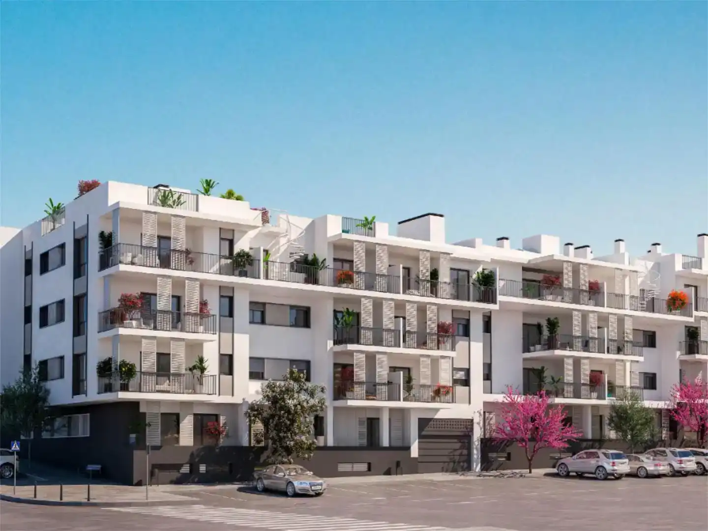 Exterior view of Flat for sale in Estepona  with Air Conditioner, Private garden and Swimming Pool