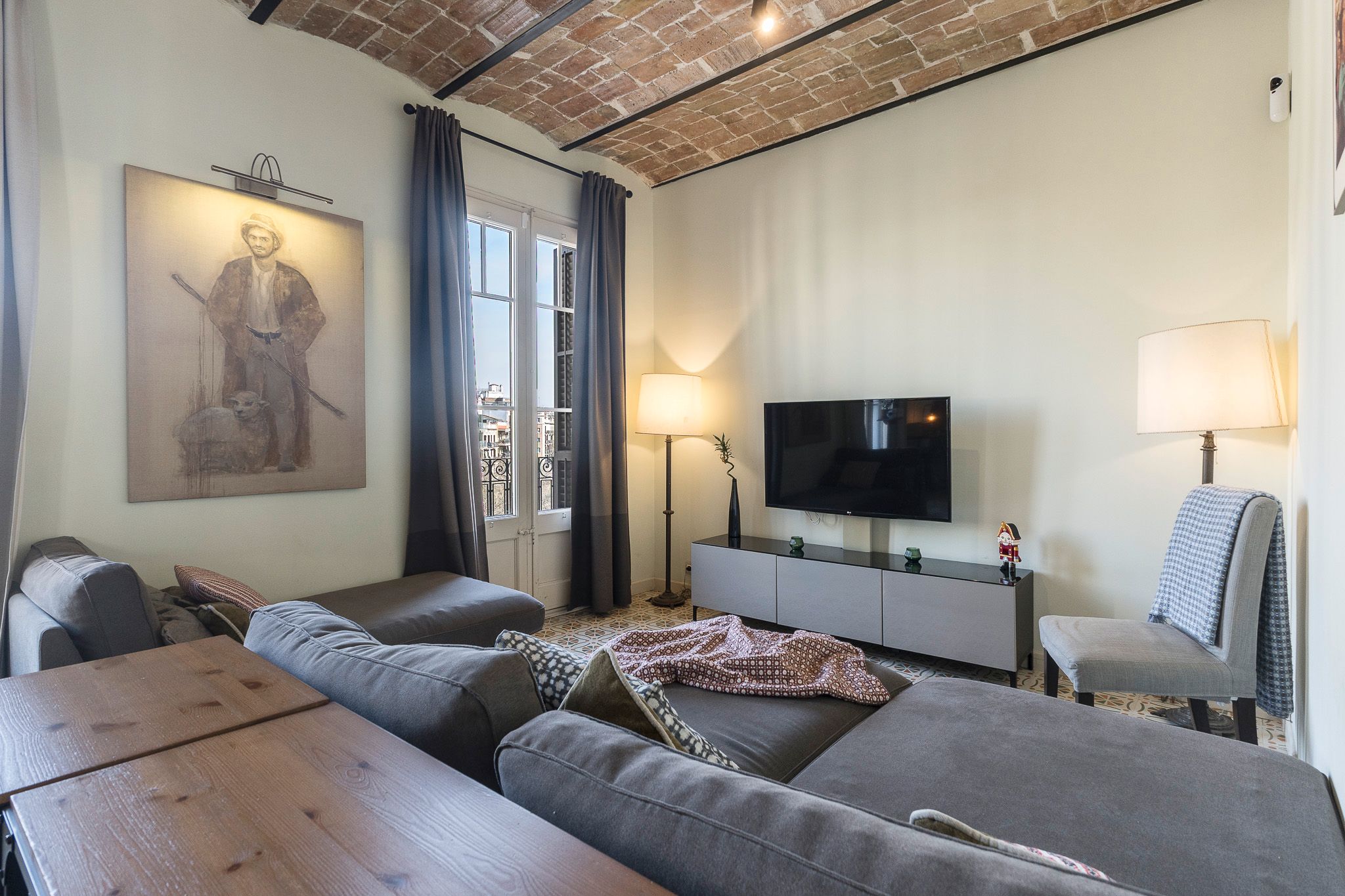 Sala d'estar de Pis de lloguer en  Barcelona Capital amb Aire condicionat, Calefacció i Moblat