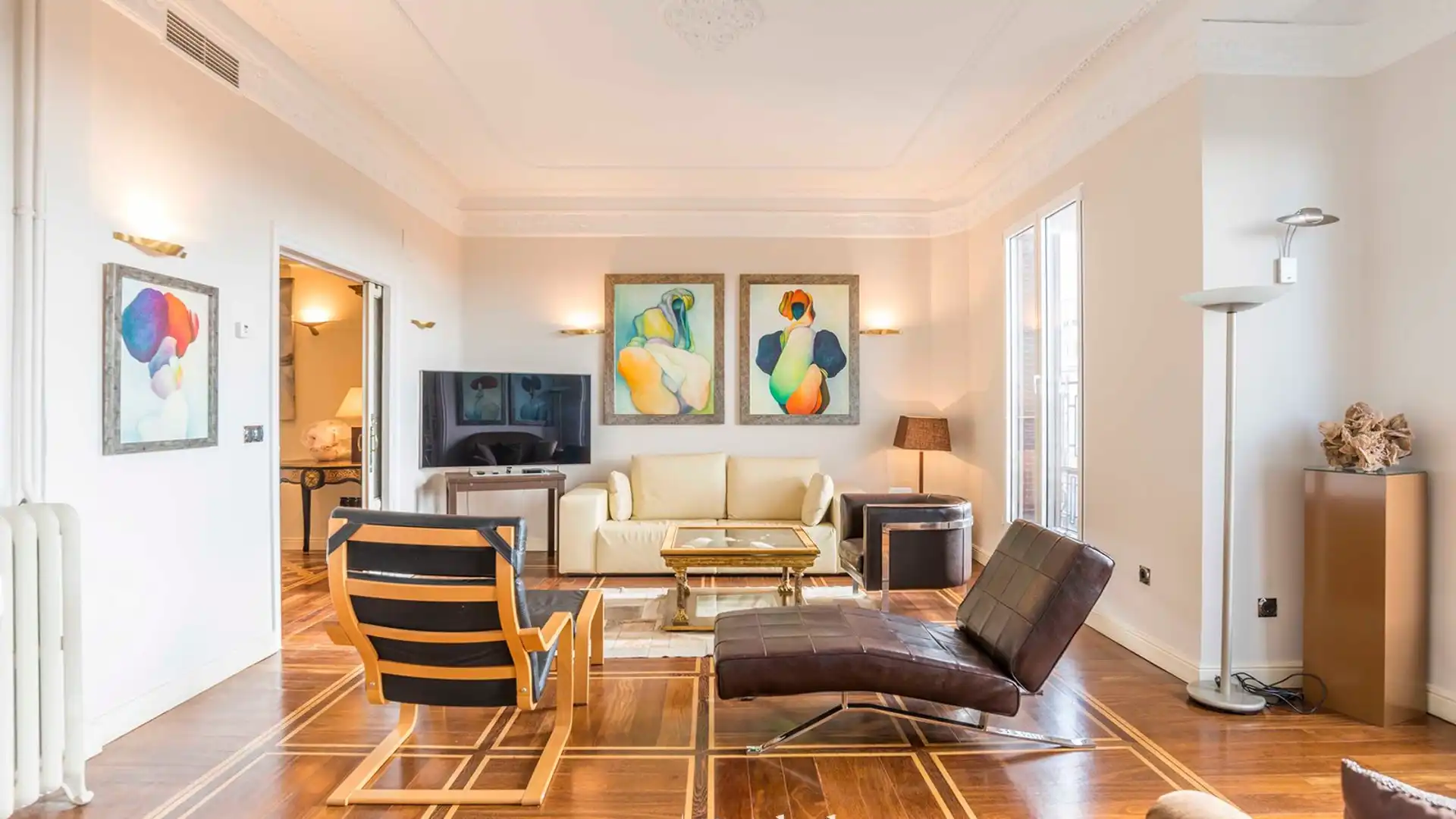 Sala de estar de Apartamento de alquiler en  Madrid Capital con Aire acondicionado, Calefacción y Terraza