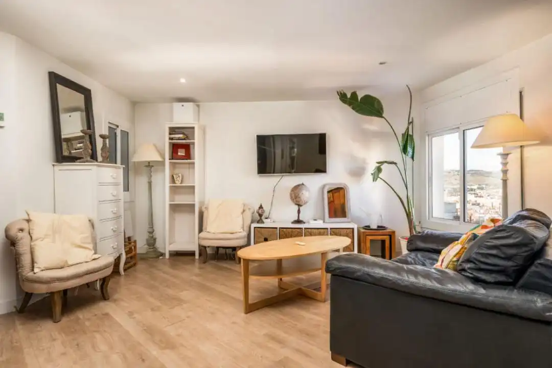 Living room of Attic for sale in Barcelona  with Air Conditioner, Parquet flooring and Terrace