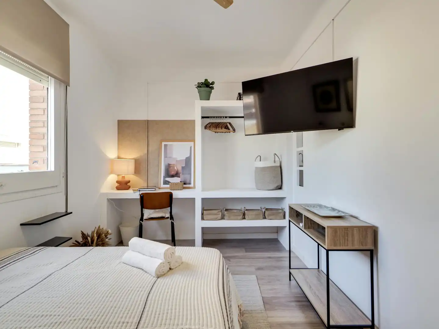 Schlafzimmer von Wohnung zur untervermieten in Barcelona mit Heizung, Privatgarten und Möbliert