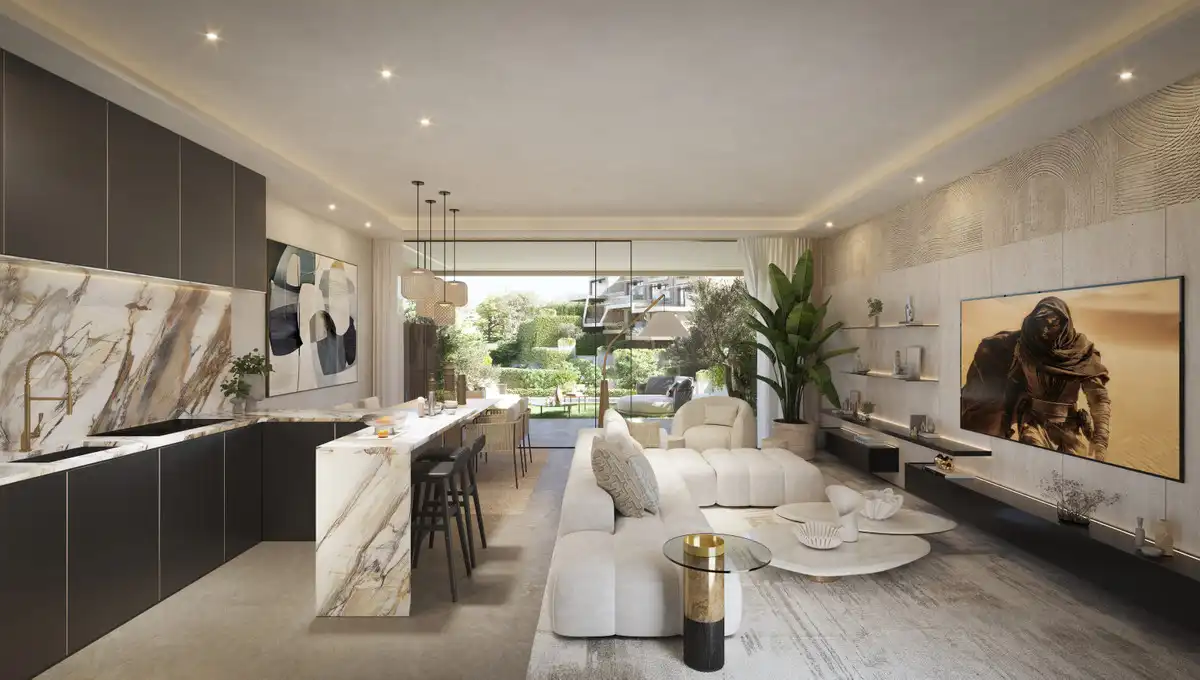 Living room of Detached homes for sale in Marbella  with Private garden, Terrace and Swimming Pool