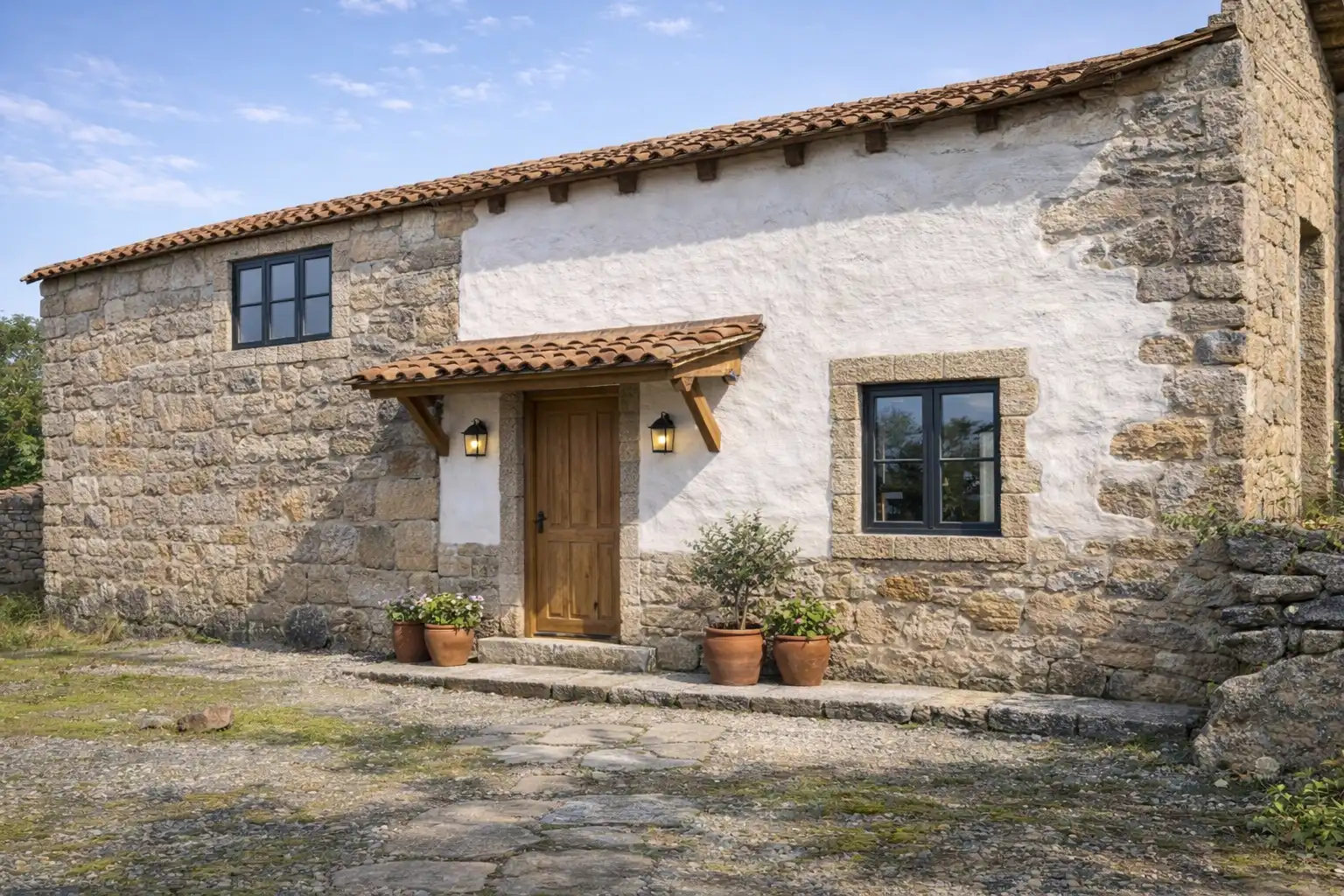 Vista exterior de Casa adosada en venta en A Lama   con Jardín privado