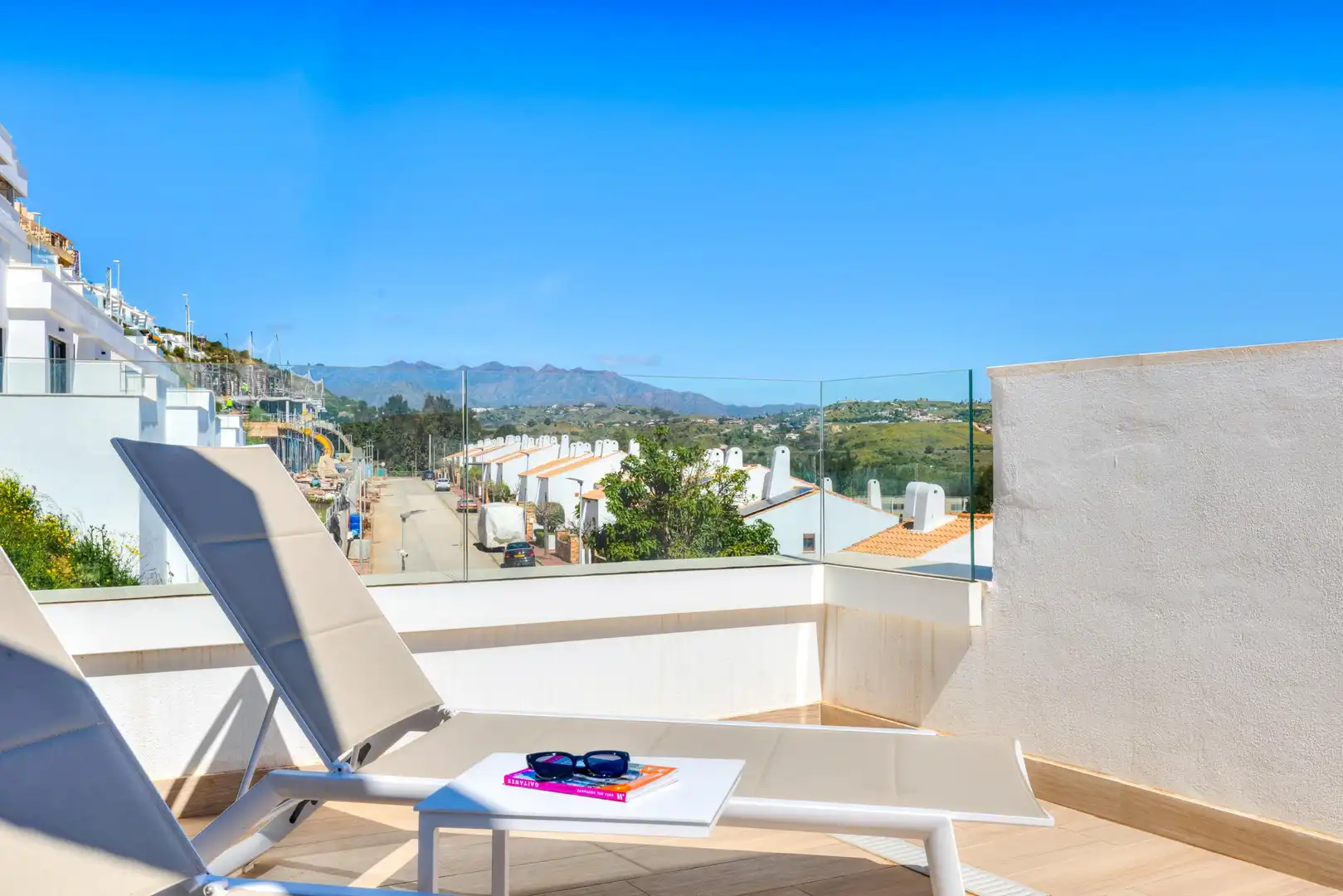 Terraza de Apartamento de alquiler en Mijas con Aire acondicionado, Calefacción y Jardín privado