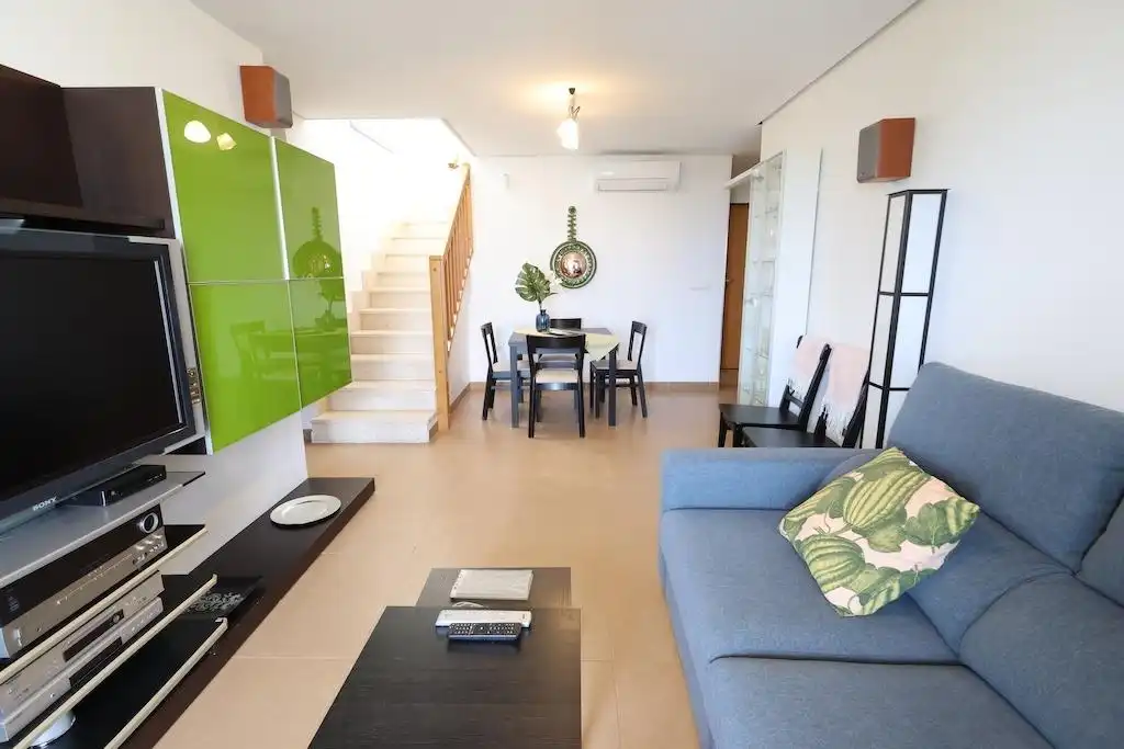 Sala d'estar de Àtic en venda en Pilar de la Horadada amb Aire condicionat, Terrassa i Moblat