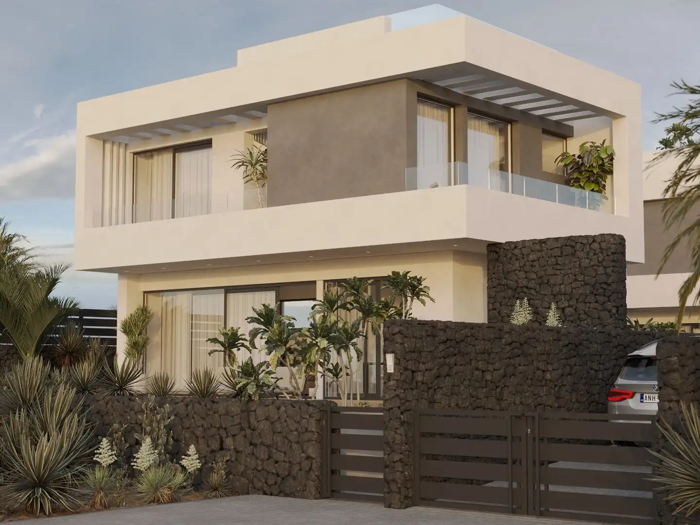 Vista exterior de Casa o xalet en venda en La Oliva amb Jardí privat, Piscina i Domòtica