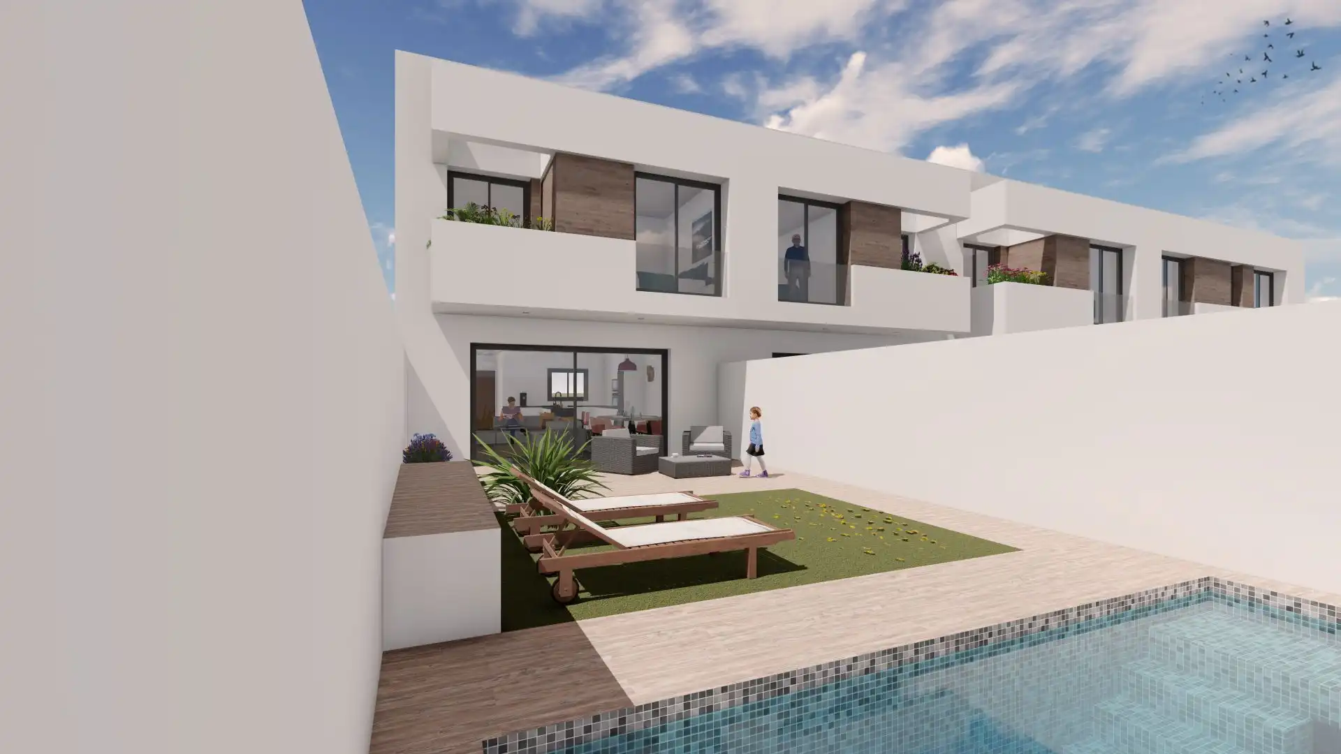 Jardí de Casa adosada en venda en Roquetas de Mar amb Aire condicionat, Calefacció i Jardí privat