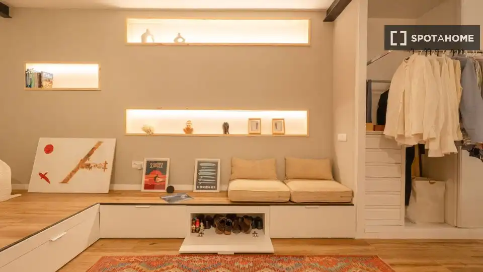 Sala d'estar de Estudi per a compartir en Madrid amb Aire condicionat, Calefacció i Terrassa