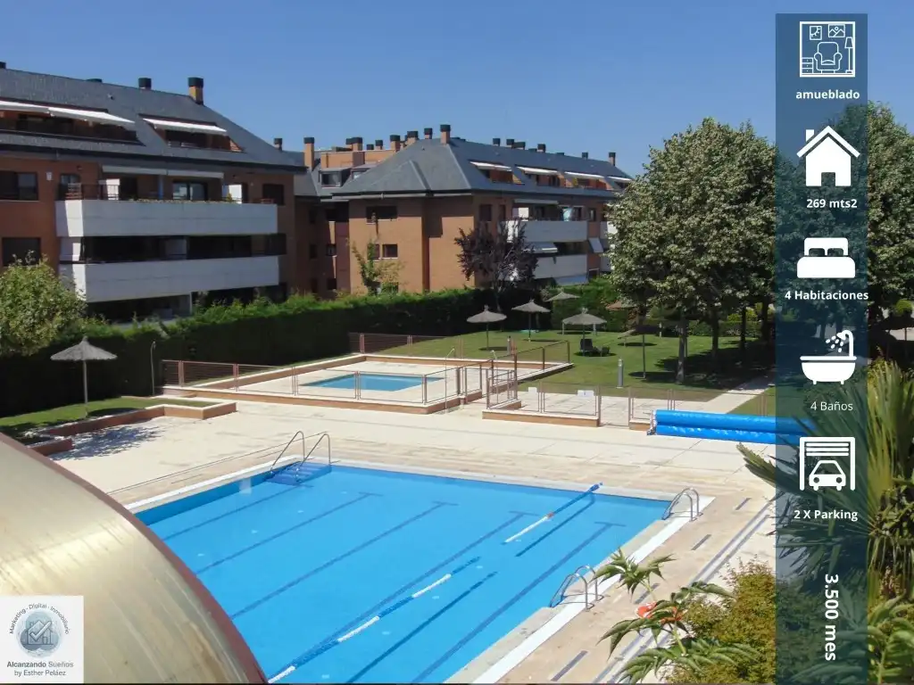 Piscina de Dúplex de alquiler en Majadahonda con Jardín privado, Terraza y Piscina